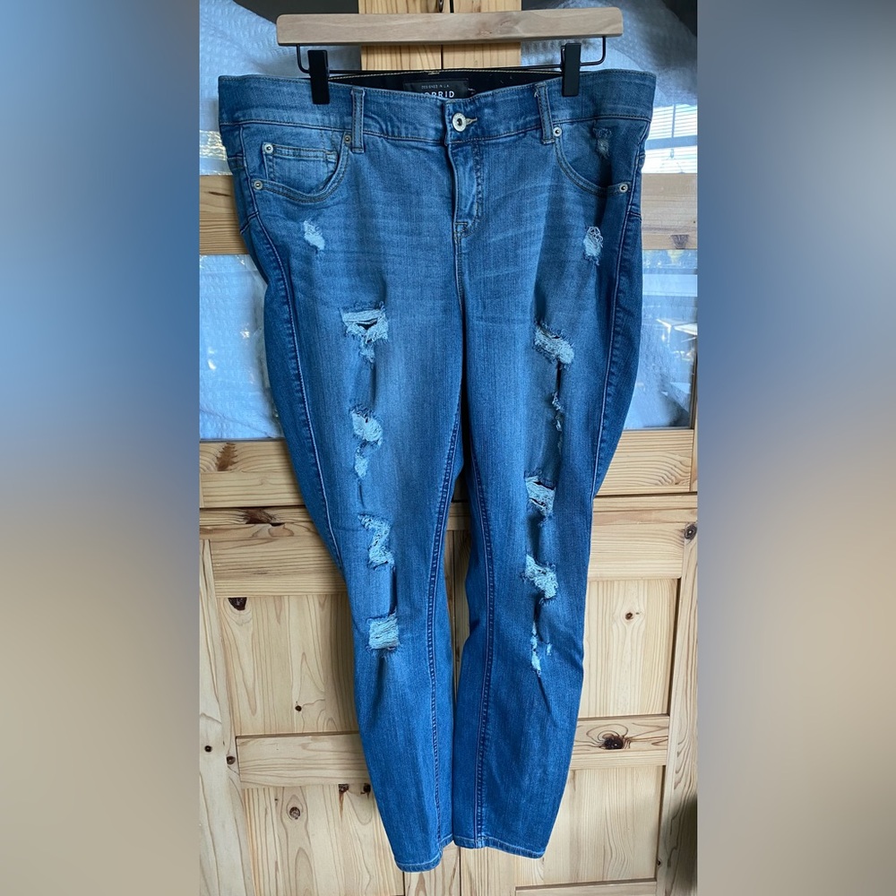 Torrid Blue Distressed Skinny Jeans